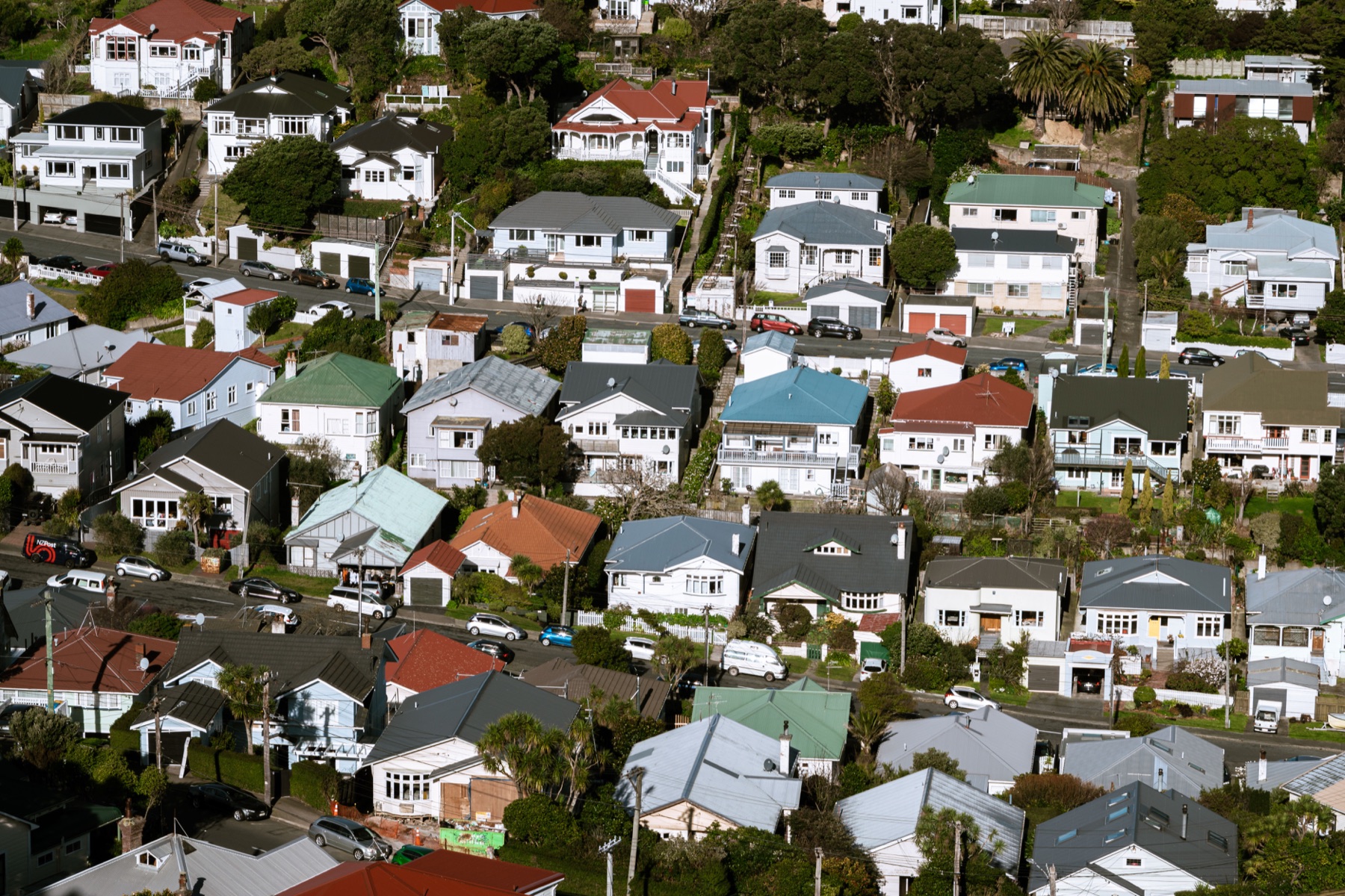Aerial view of residential homes in Wellington